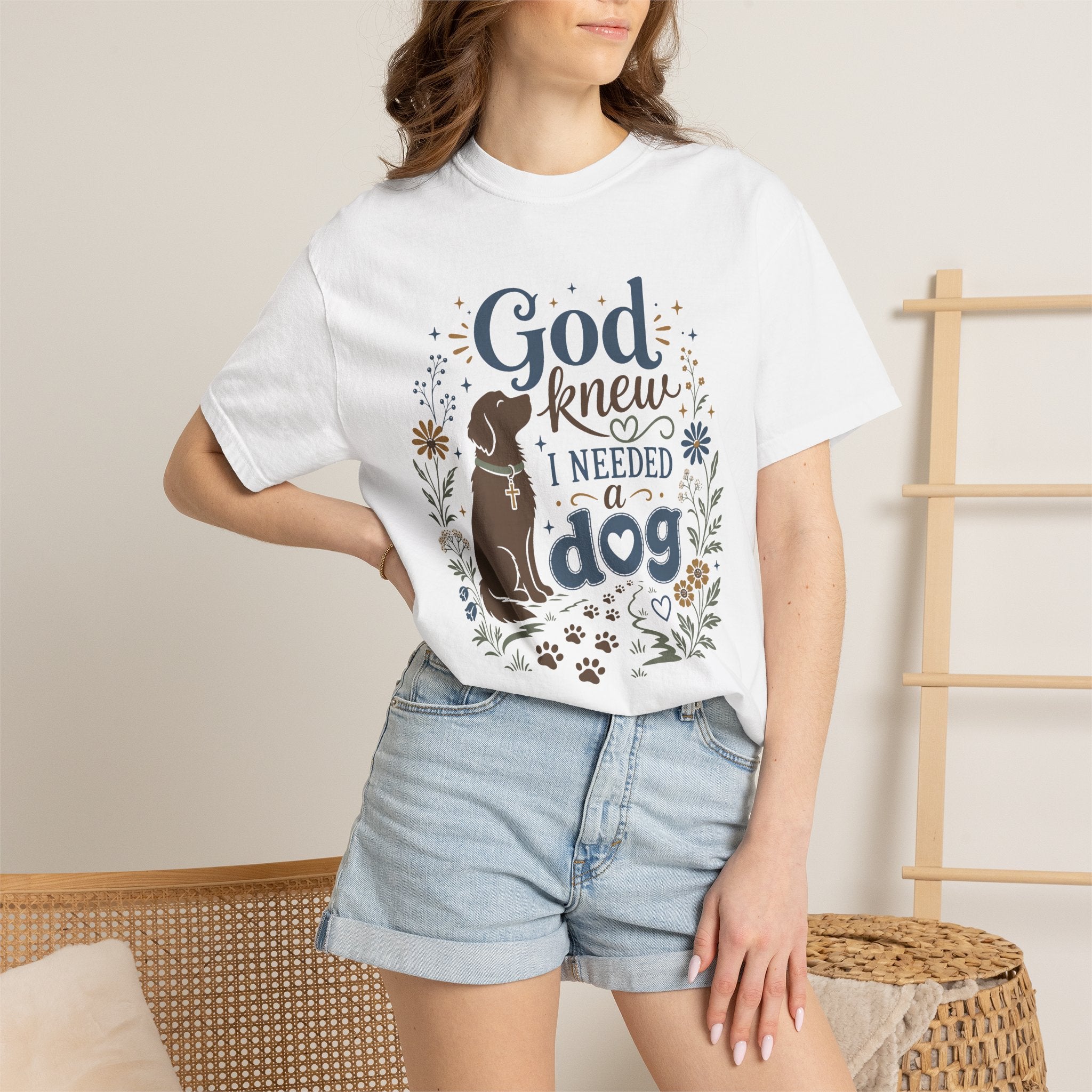 God Knew I Needed a Dog - Christian Dog Mom Graphic Tee
