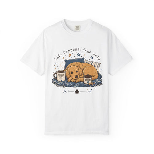 "Life Happens, Dogs Help" Cozy Puppy Tee