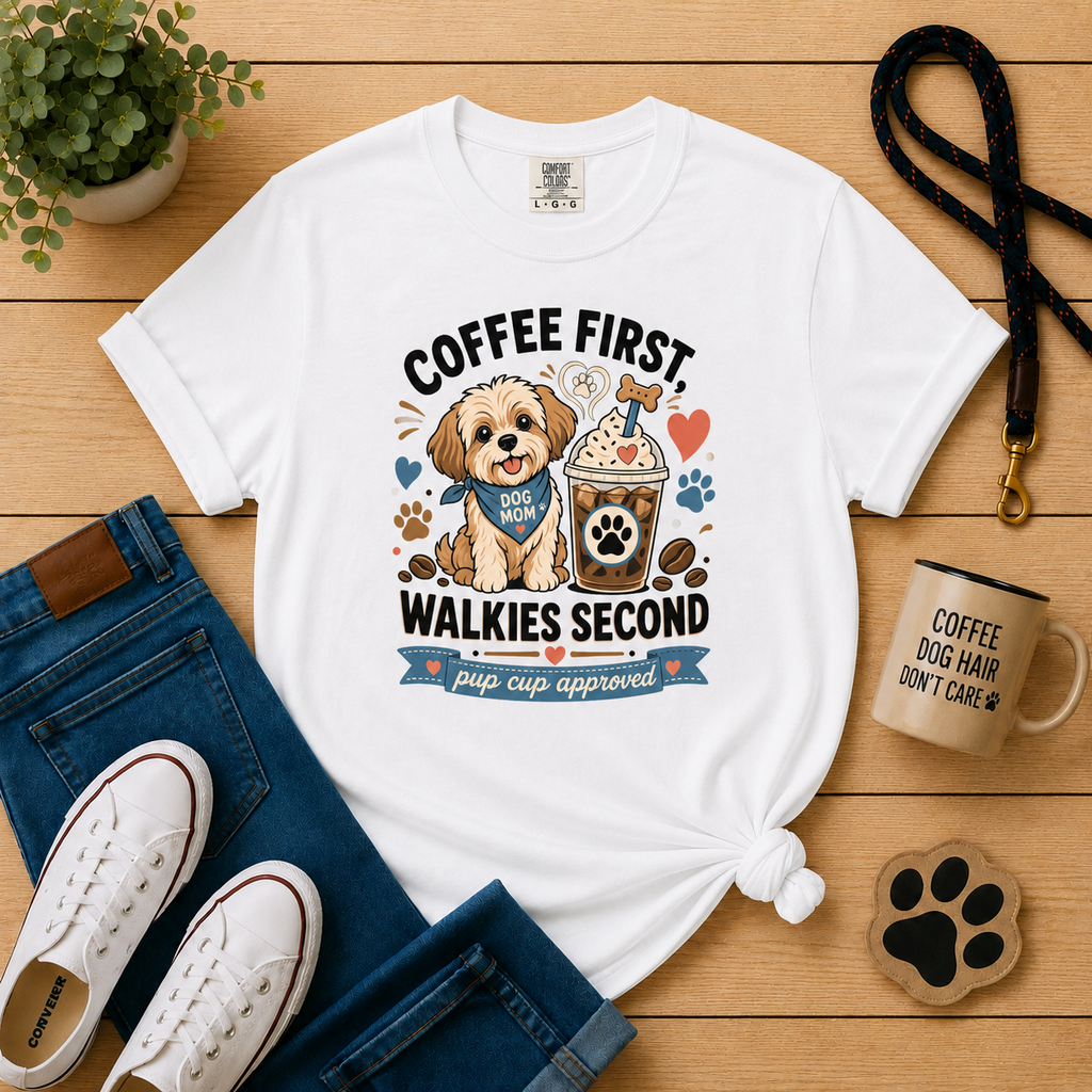 Coffee First, Walkies Second T-Shirt