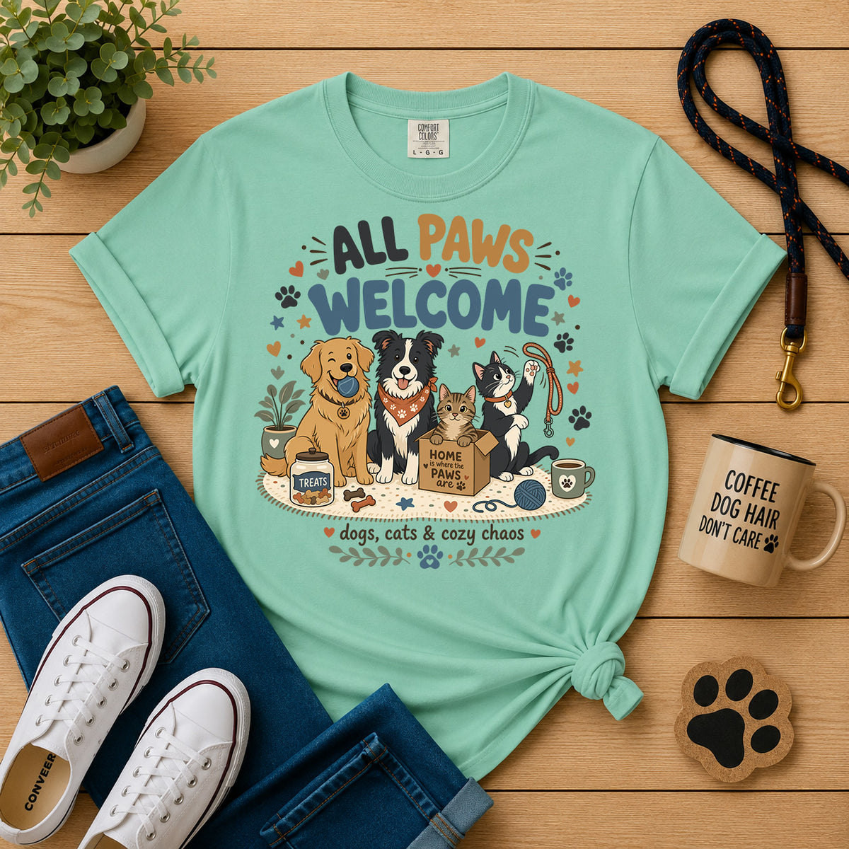 All Paws Welcome | Dog & Cat Lover Graphic Tee