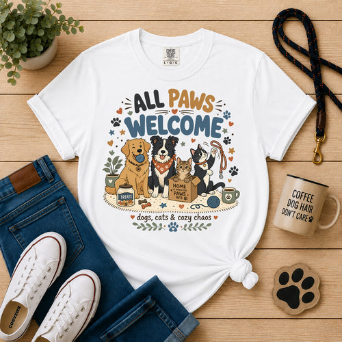 All Paws Welcome | Dog & Cat Lover Graphic Tee