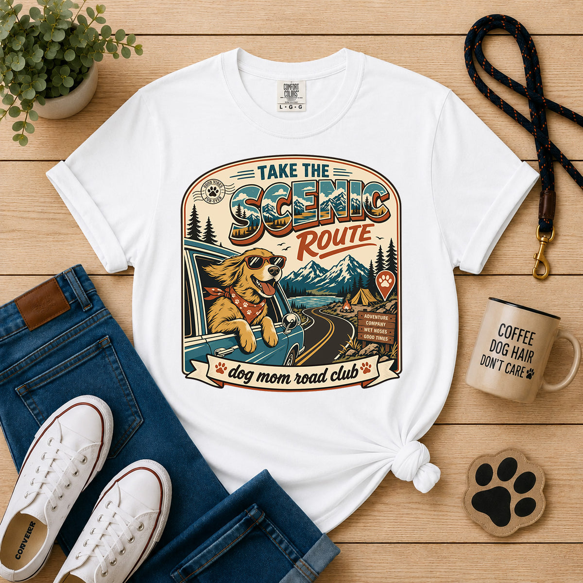 Take the Scenic Route | Dog Mom Road Trip Graphic Tee