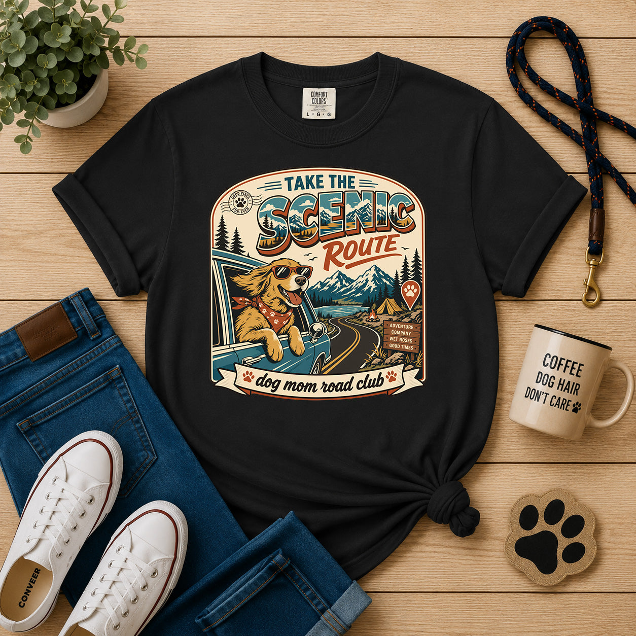 Take the Scenic Route | Dog Mom Road Trip Graphic Tee