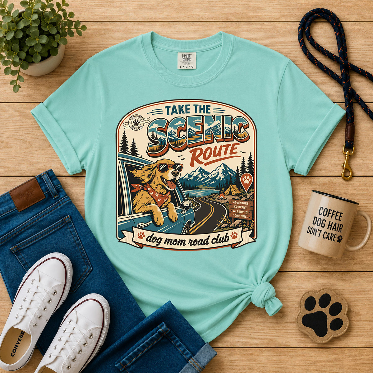 Take the Scenic Route | Dog Mom Road Trip Graphic Tee