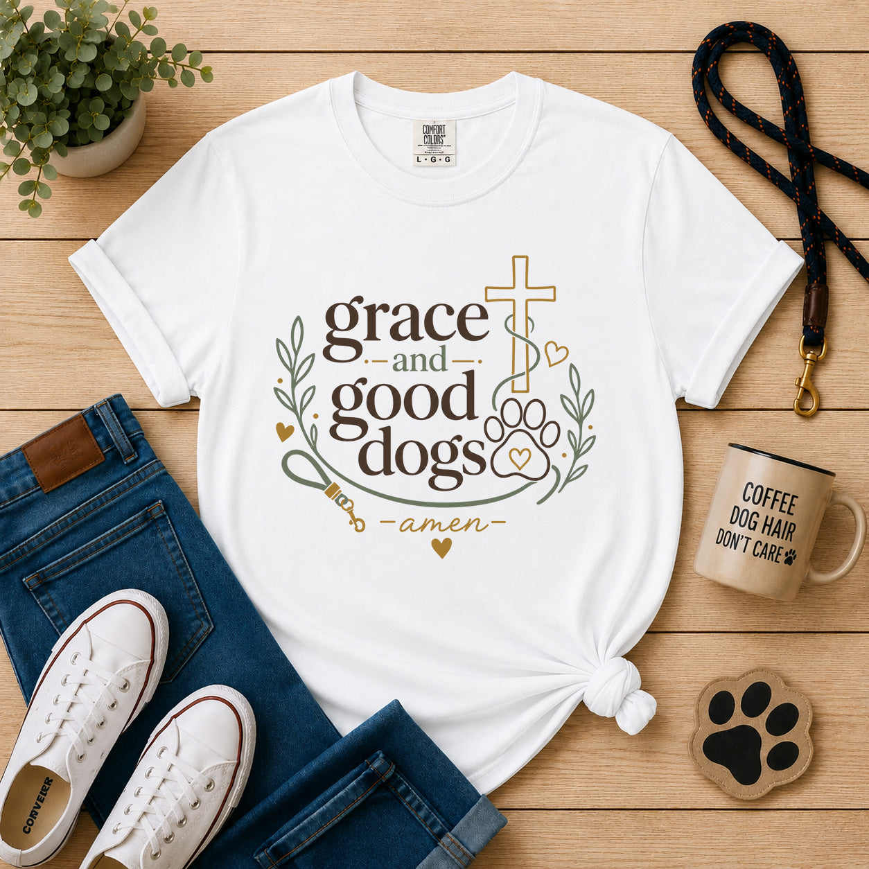 Grace and Good Dogs T-Shirt | Christian Dog Lover Graphic Tee