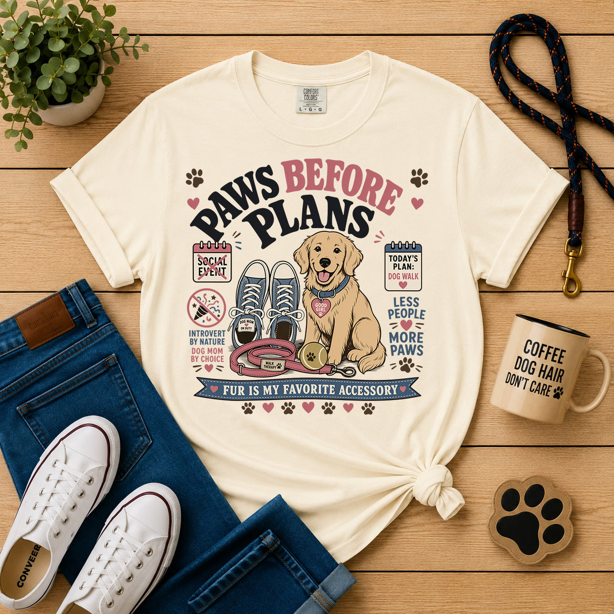 Paws Before Plans | Funny Introvert Dog Mom Graphic Tee