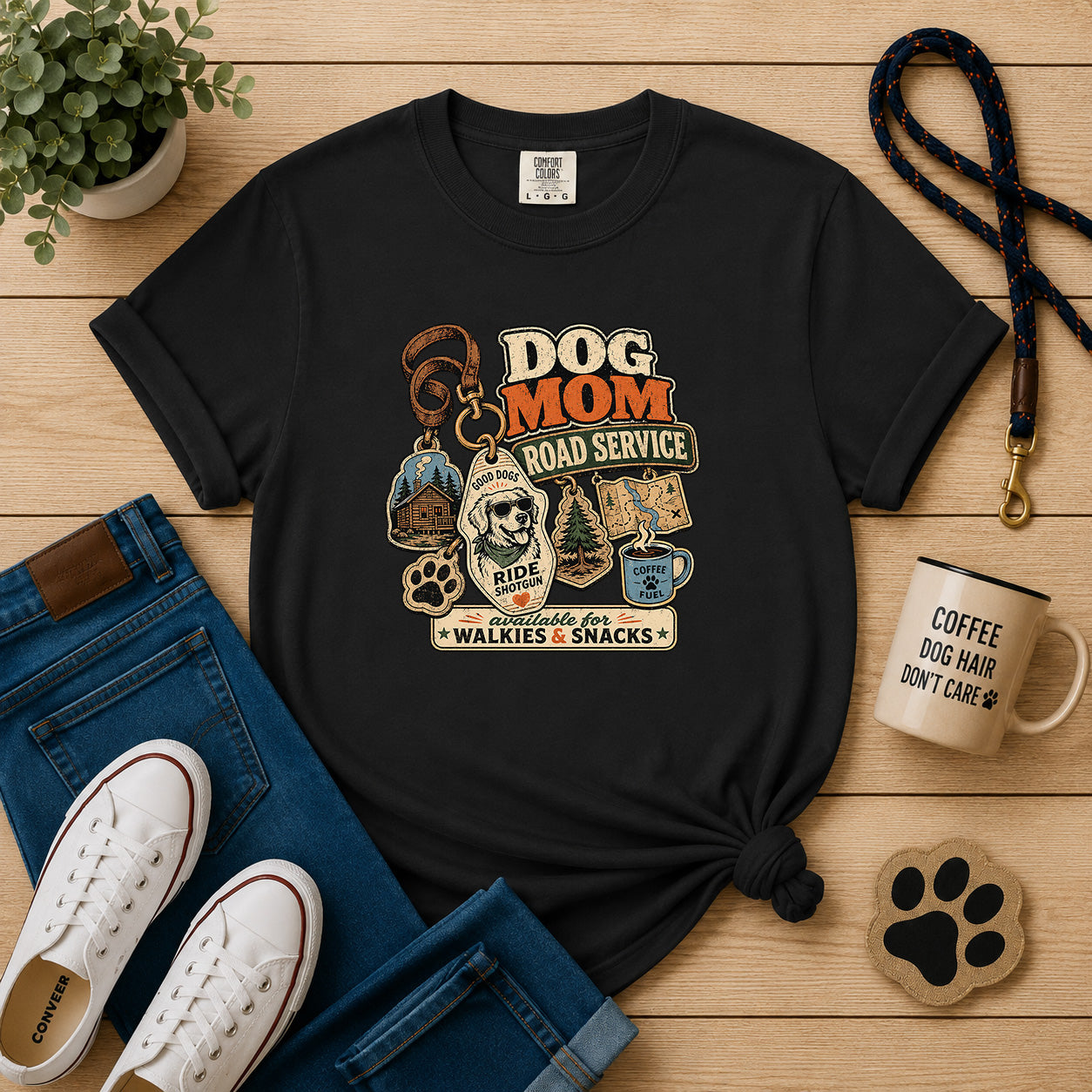 Dog Mom Road Service Adventure Dog Mom Graphic Tee