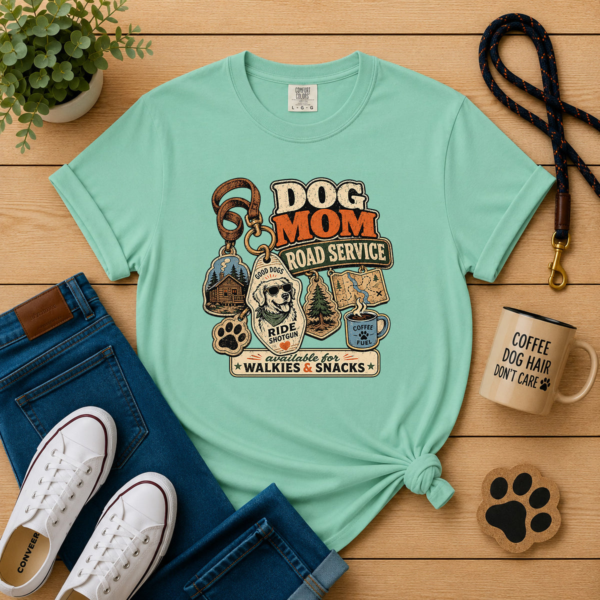 Dog Mom Road Service Adventure Dog Mom Graphic Tee