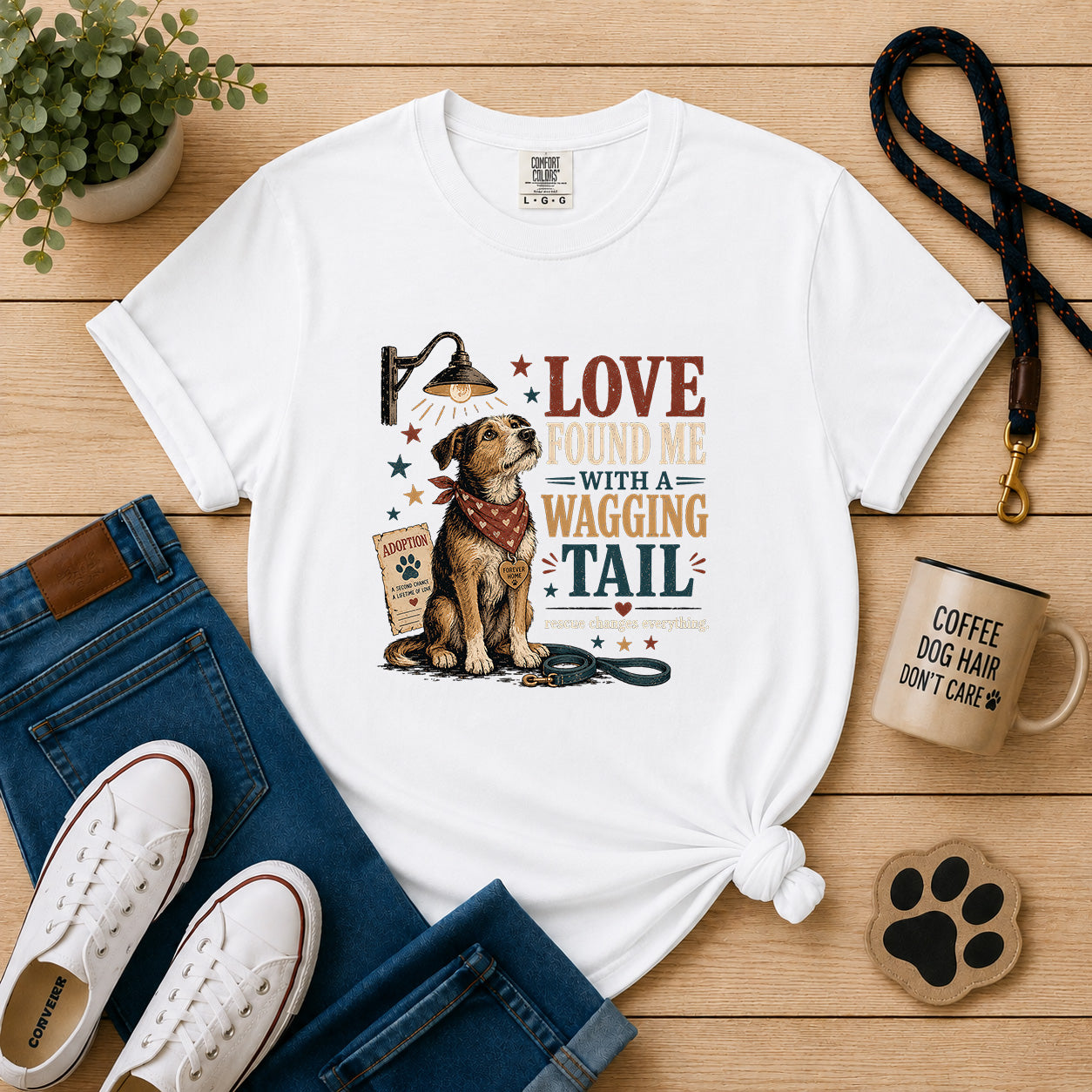 Love Found Me with a Wagging Tail Rescue Dog T-Shirt |