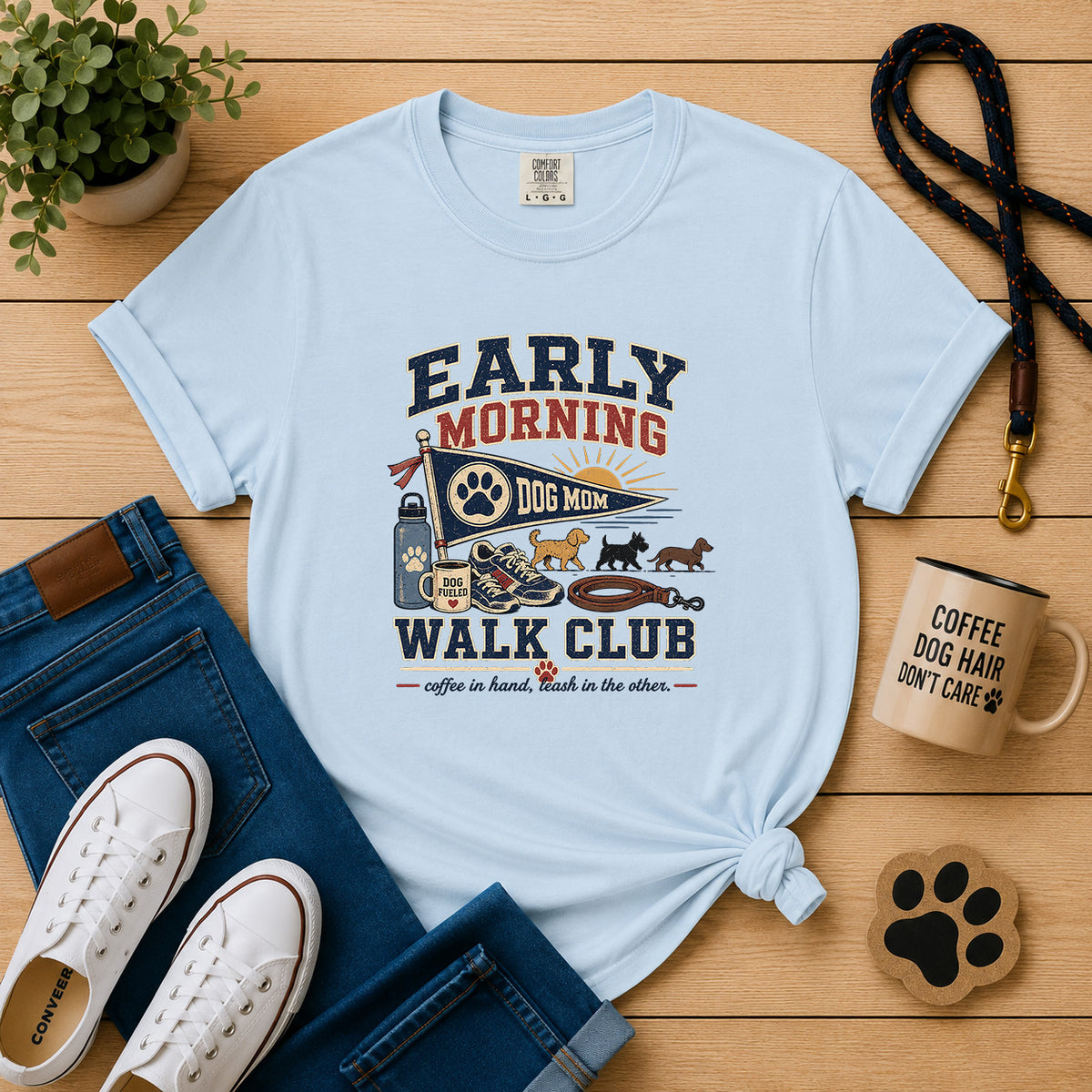 Early Morning Walk Club Dog Mom T-Shirt |