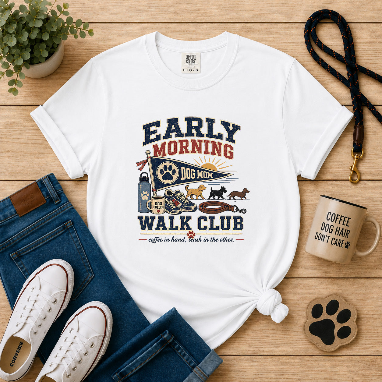 Early Morning Walk Club Dog Mom T-Shirt |