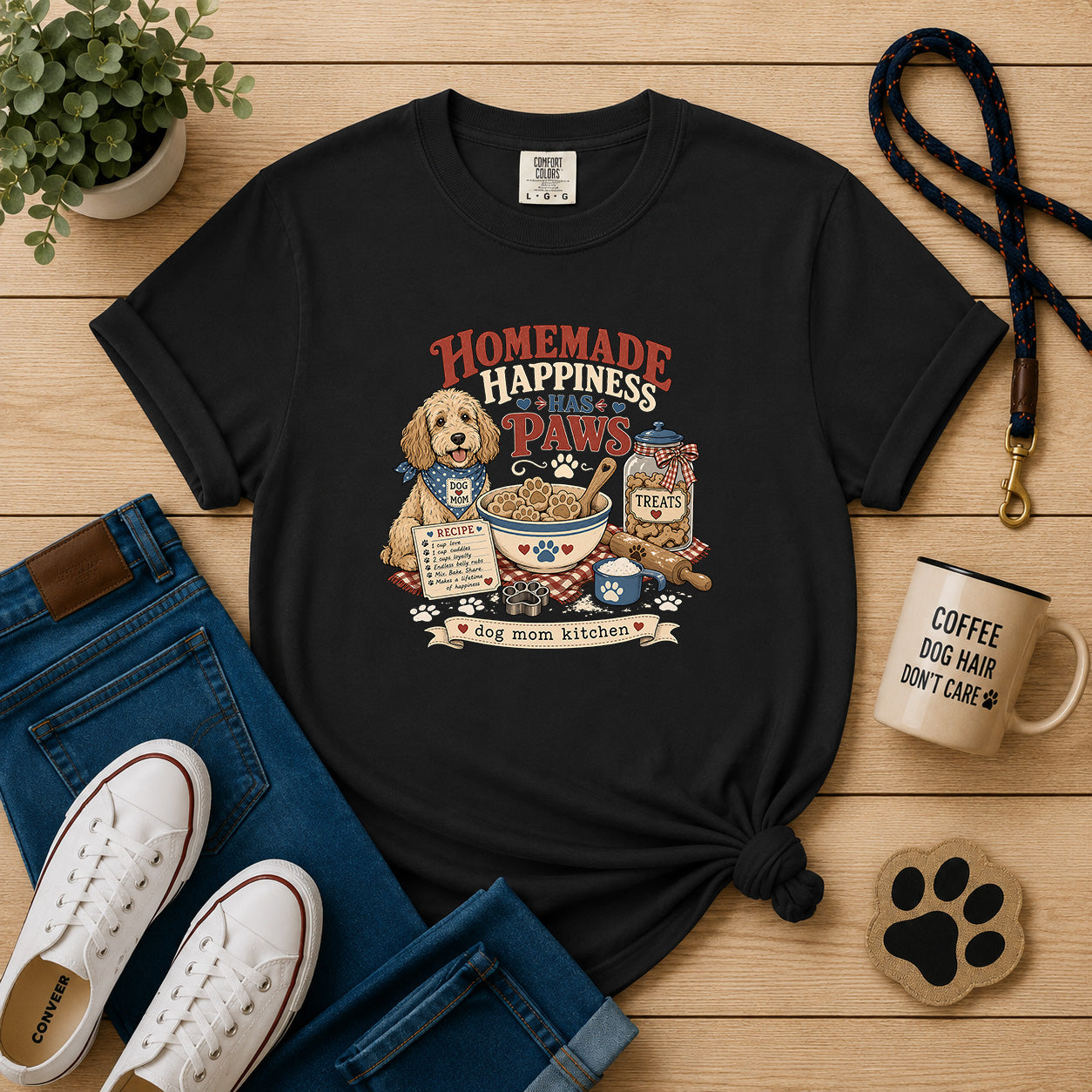 Homemade Happiness Has Paws Dog Mom T-Shirt