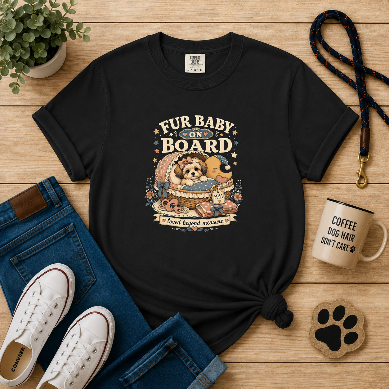Fur Baby on Board Dog Mom T-Shirt