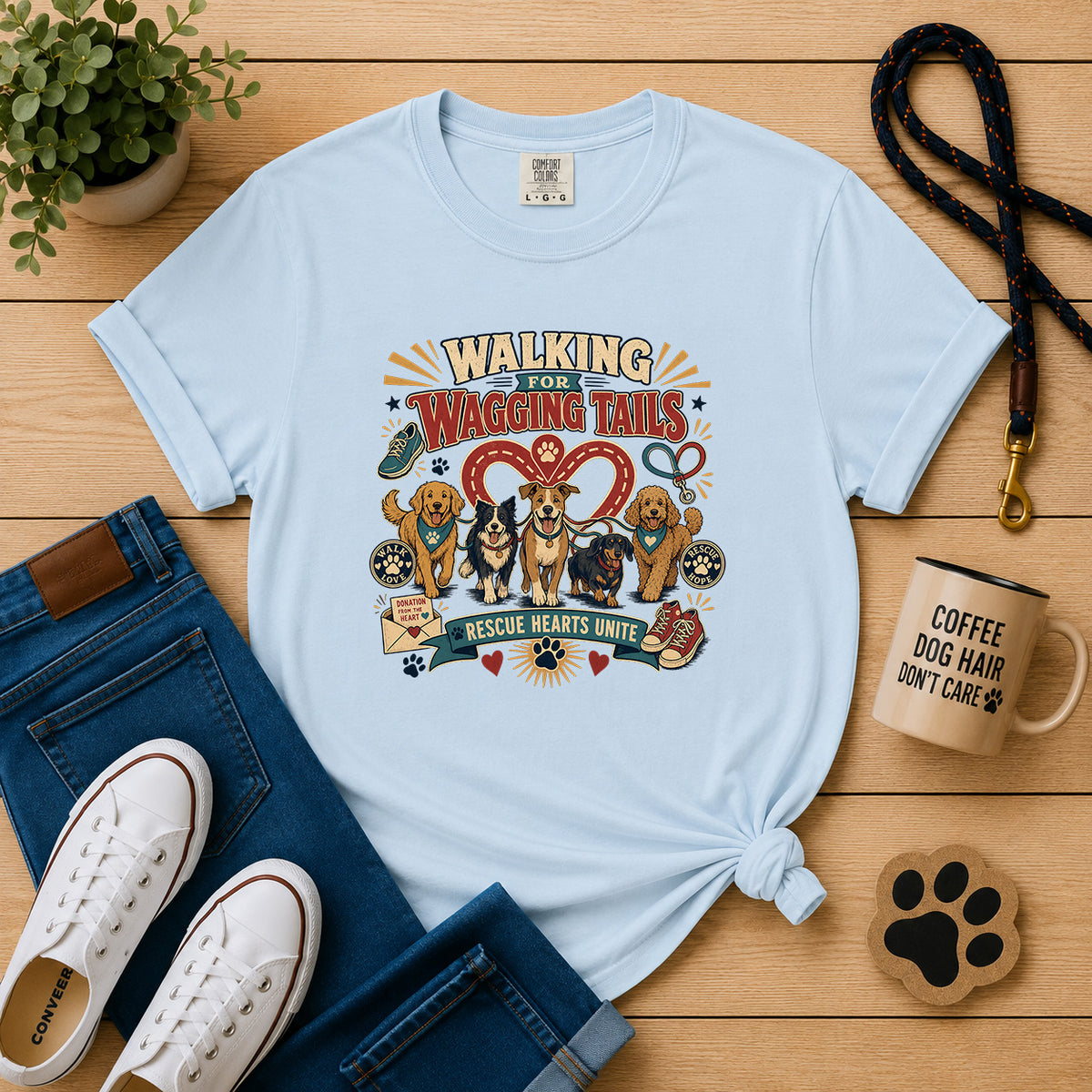 Walking for Wagging Tails Dog Mom T-Shirt
