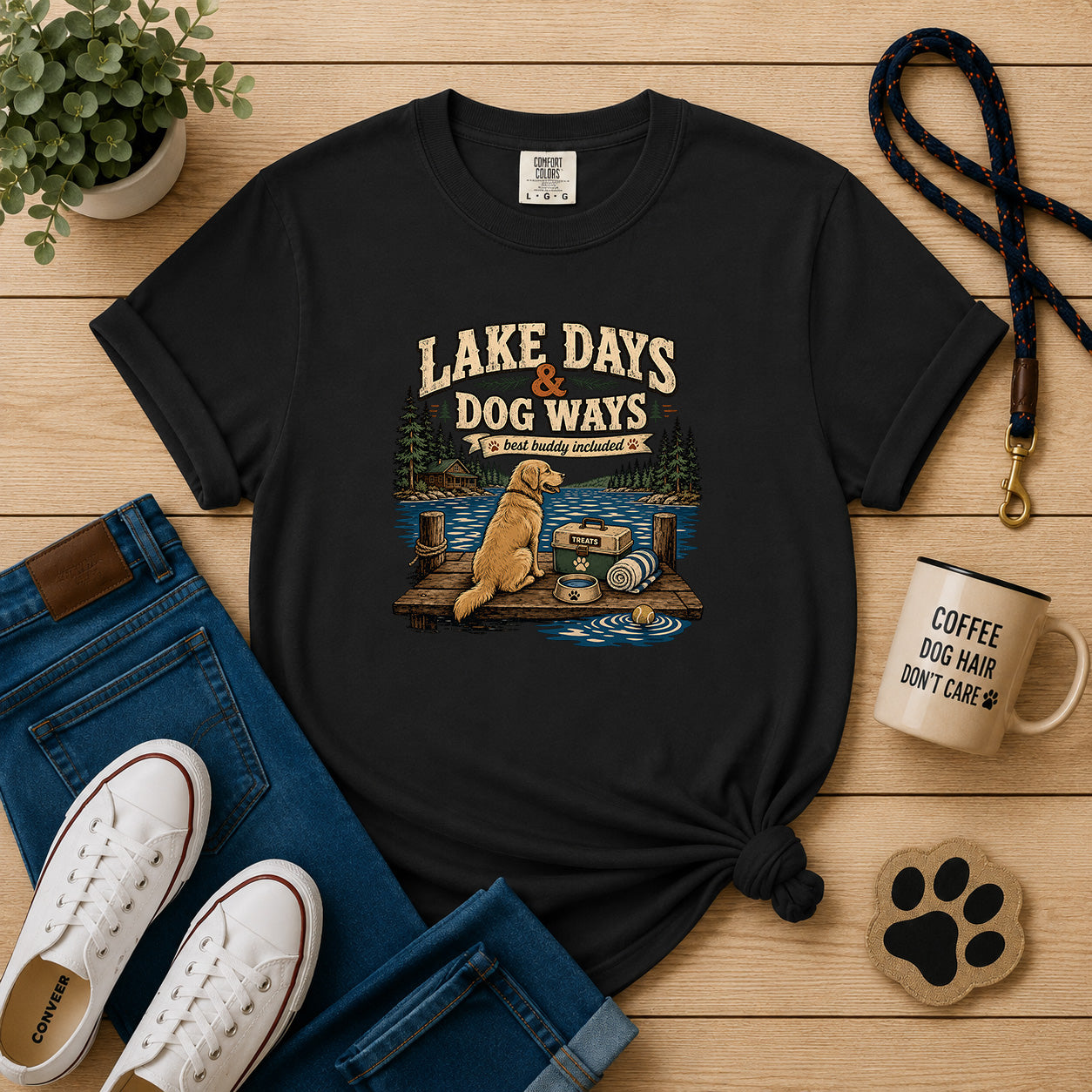 Lake Days & Dog Ways Dog Mom T-Shirt