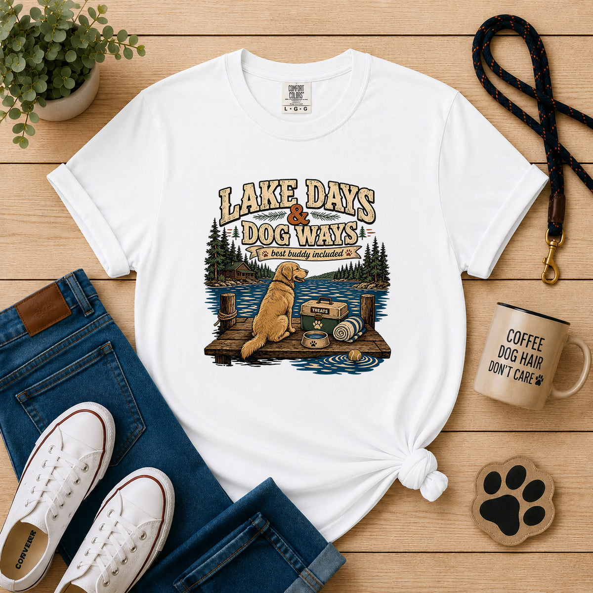 Lake Days & Dog Ways Dog Mom T-Shirt