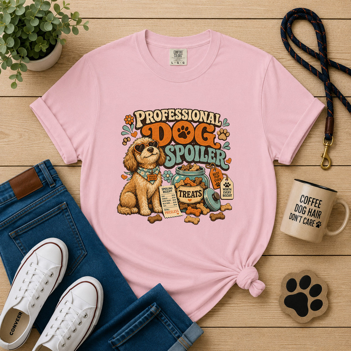 Professional Dog Spoiler T-Shirt | Retro Dog Mom Tee with Treats and Spoiled Rotten Tag