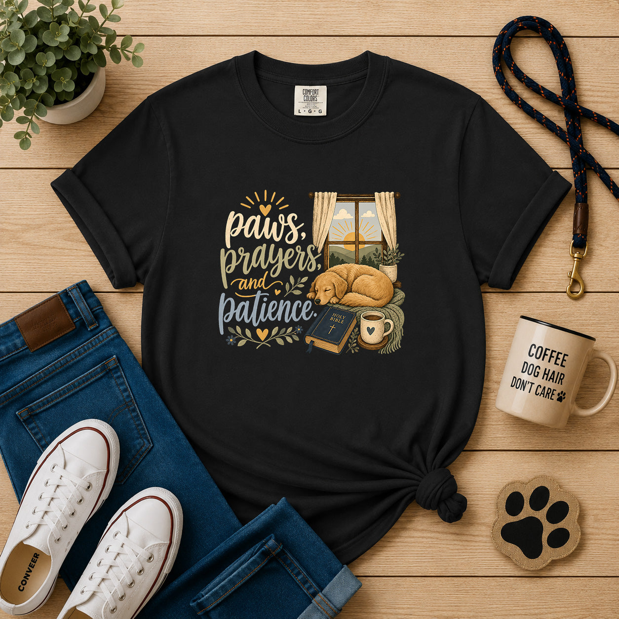 Paws, Prayers, and Patience Dog Lover T-Shirt