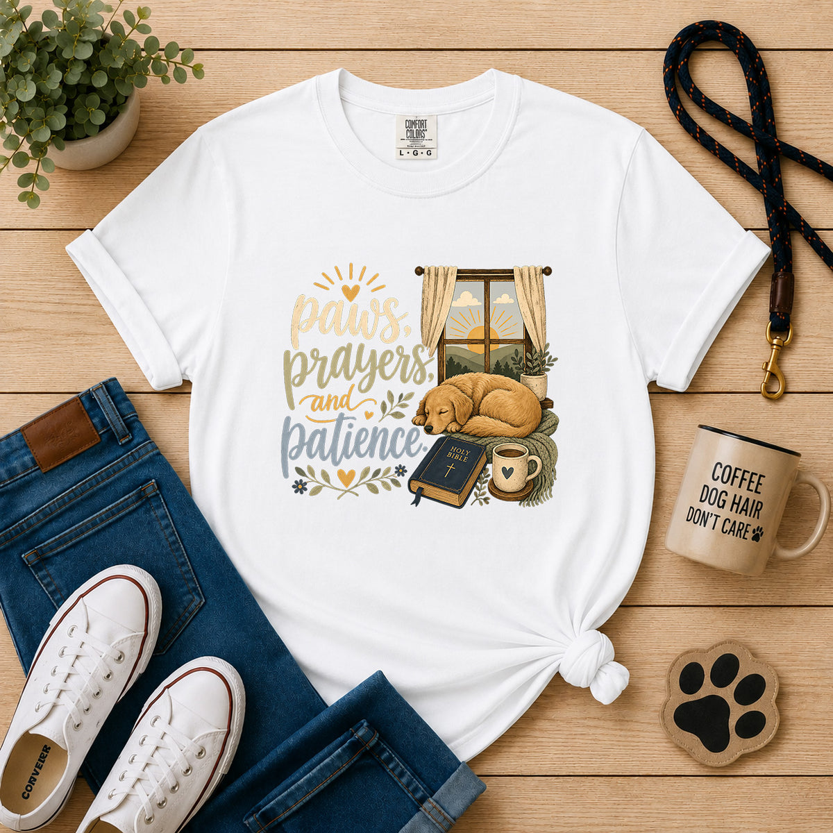 Paws, Prayers, and Patience Dog Lover T-Shirt