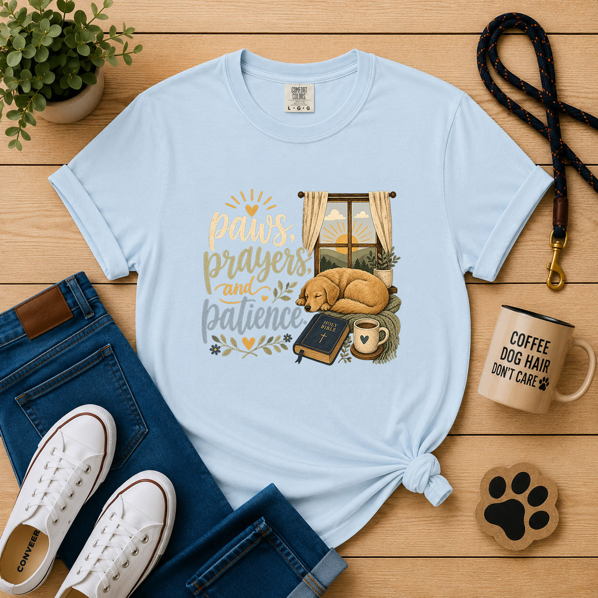 Paws, Prayers, and Patience Dog Lover T-Shirt
