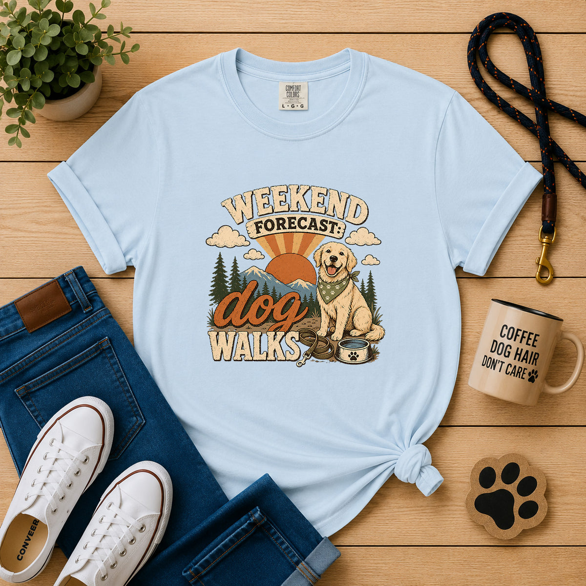 Weekend Forecast Dog Walks T-Shirt