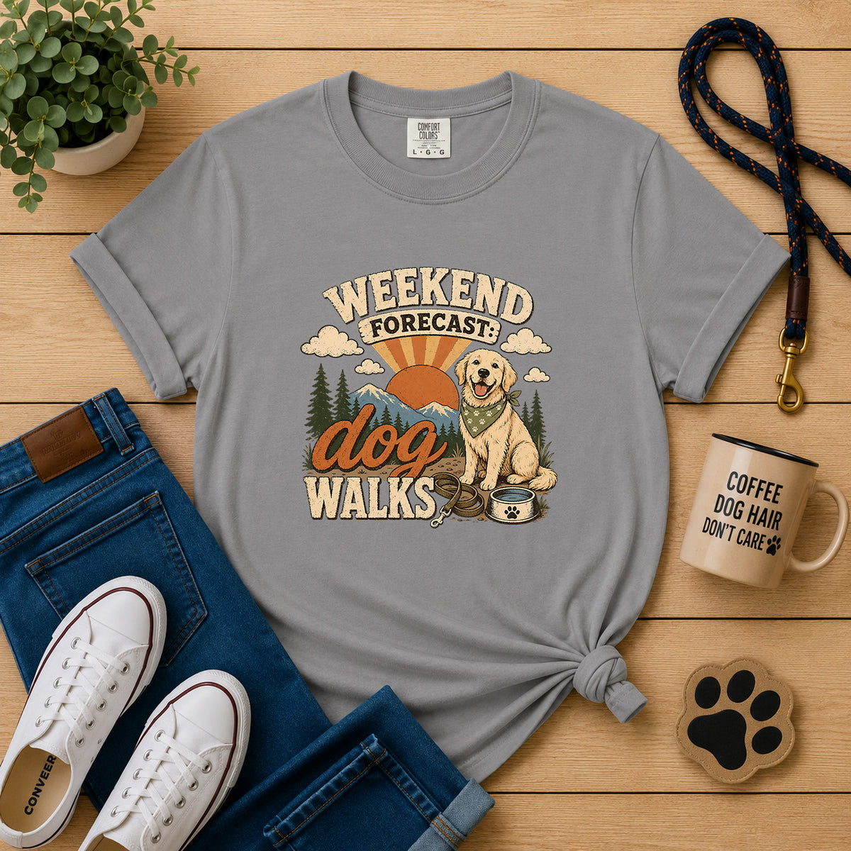 Weekend Forecast Dog Walks T-Shirt
