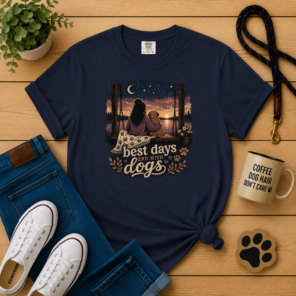 Best Days With Dogs T-Shirt — Cozy Sunset Dog Lover Tee