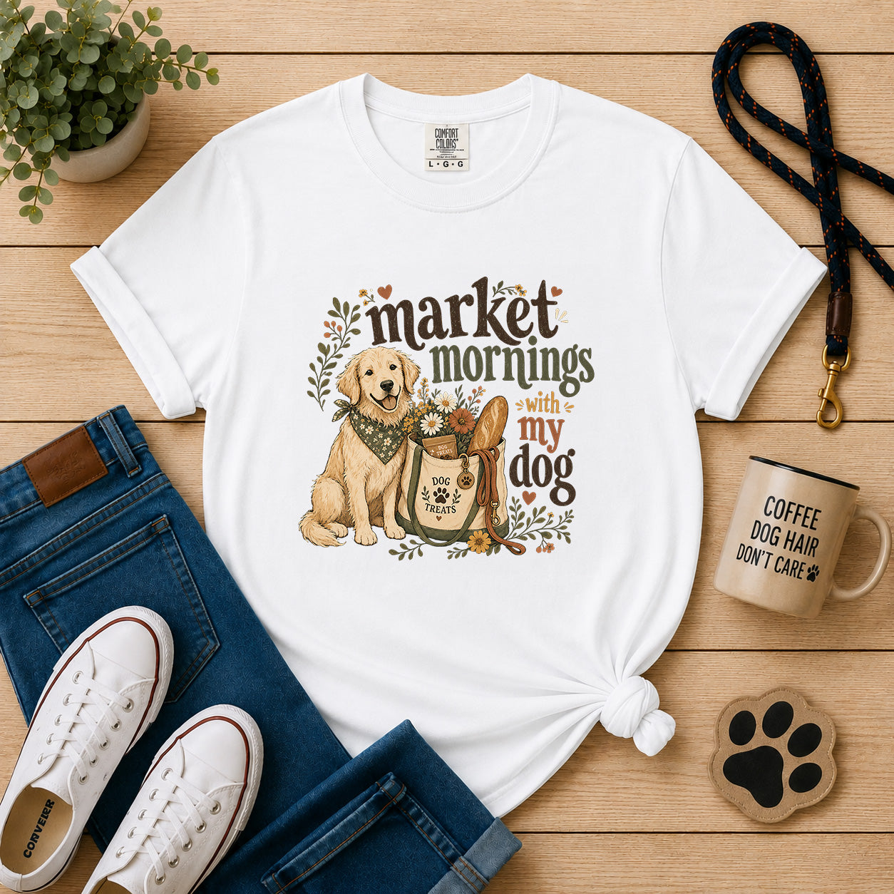 Market Mornings With My Dog T-Shirt
