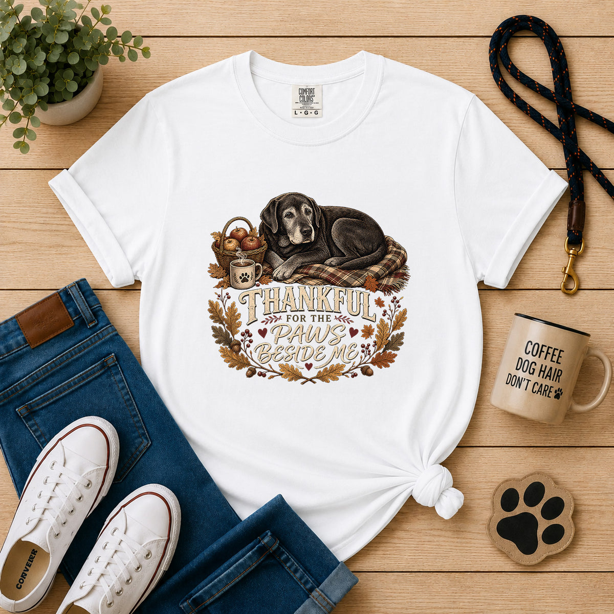 Thankful for the Paws Beside Me T-Shirt