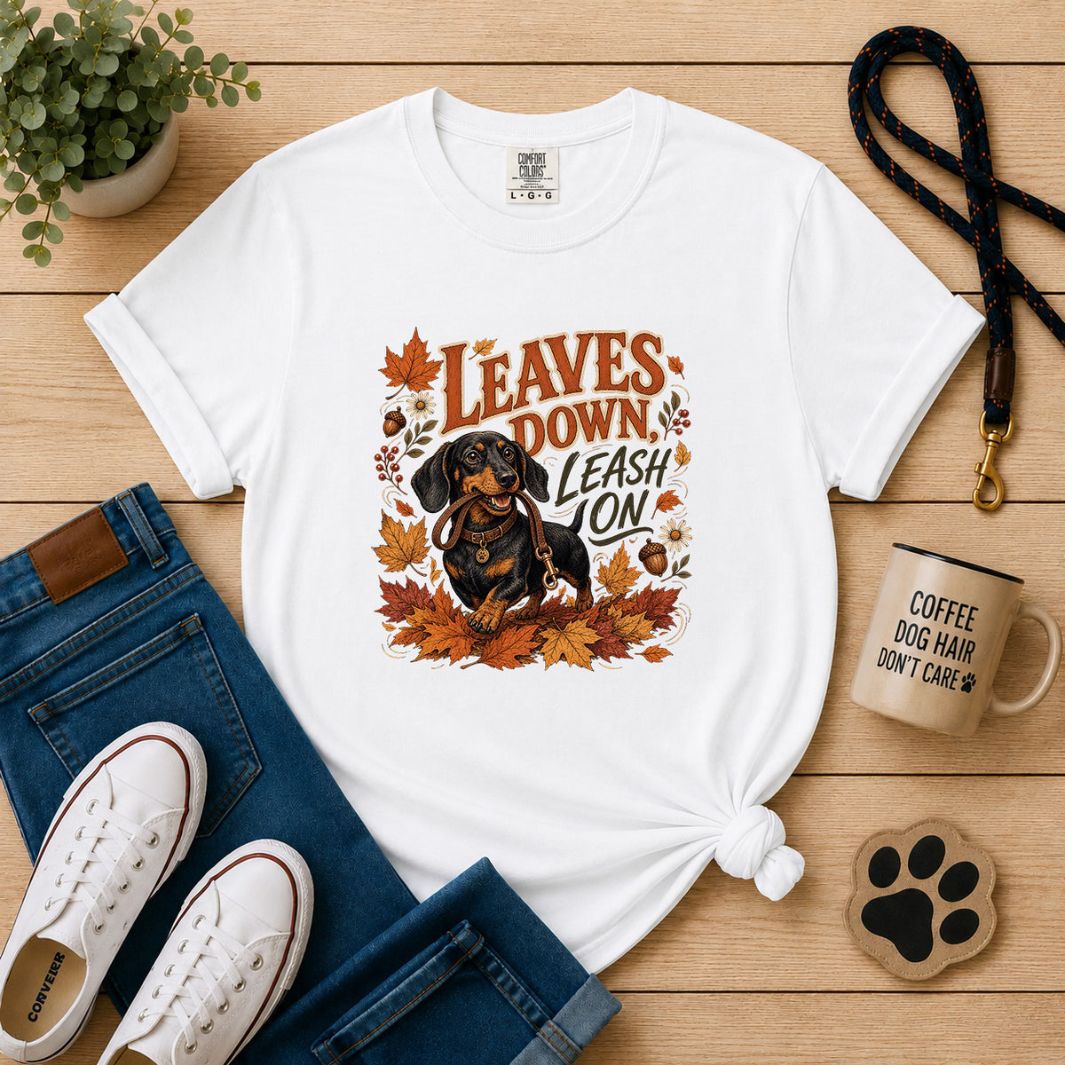 Leaves Down, Leash On T-Shirt