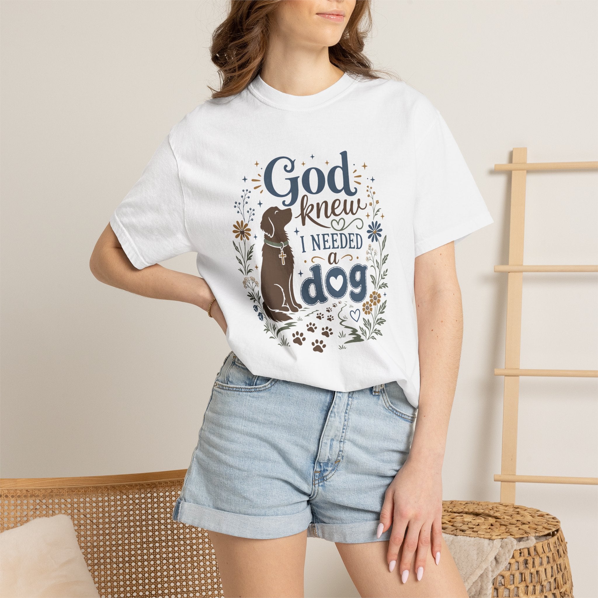 God Knew I Needed a Dog - Christian Dog Mom Graphic Tee
